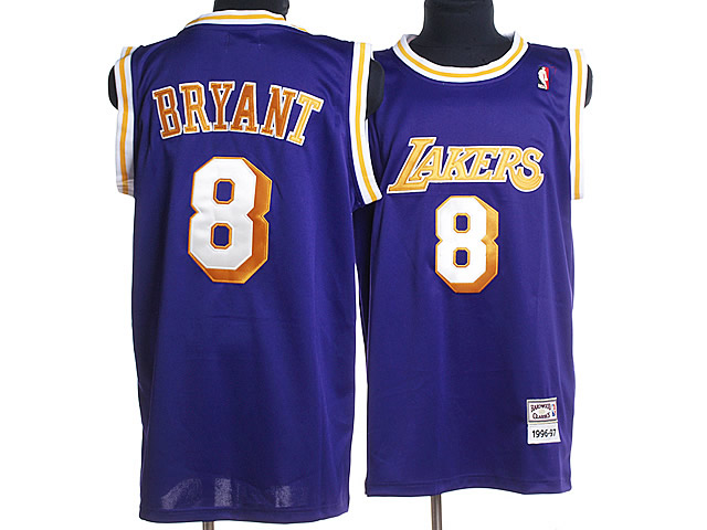 NBA Los Angeles Lakers 8 Kobe Bryant Purple Authentic Throwback Jersey